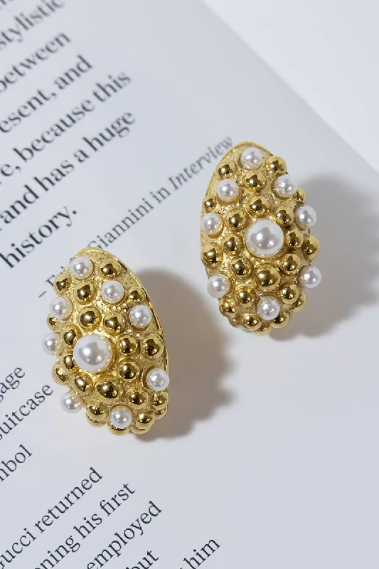 GOLD PLATED HONEYCOMB EARRINGS Sleek Women's 