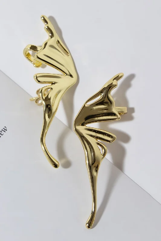 GOLD PLATED BUTTERFLY EARRINGS Classic Women's Tweed