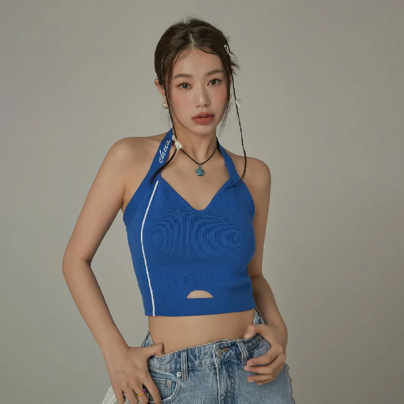 Halter Neck Sleeveless Top Edgy Women's Punk