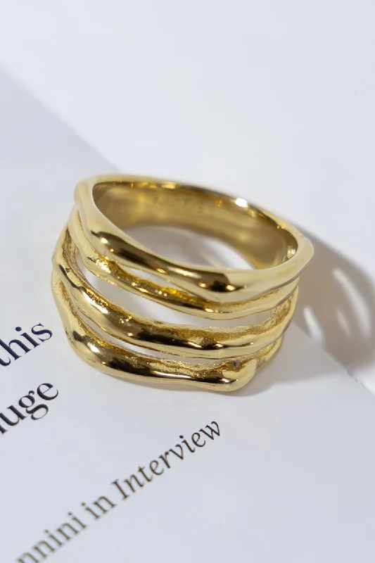 GOLD PLATED LAYERED RING Artistic Women's Avant - 