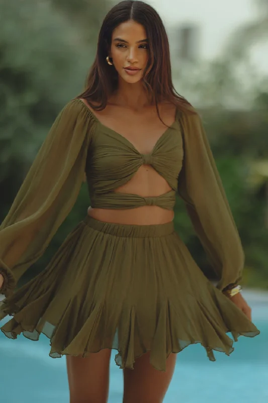 SUXIA SET - OLIVE GREEN Feminine Women's Style 