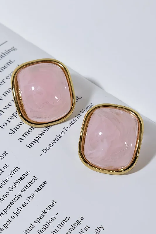 GOLD PLATED RESIN EARRINGS - PINK Australian Beach