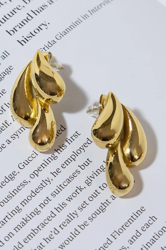 GOLD PLATED 3 MOLECULES EARRINGS Contemporary 