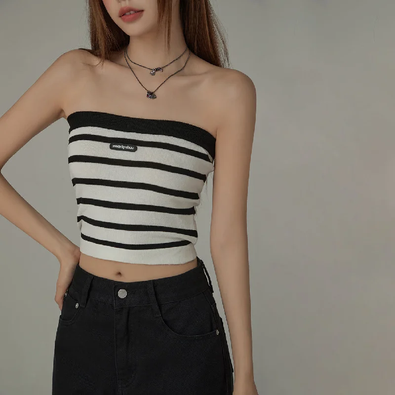Striped Tube Crop Top Women