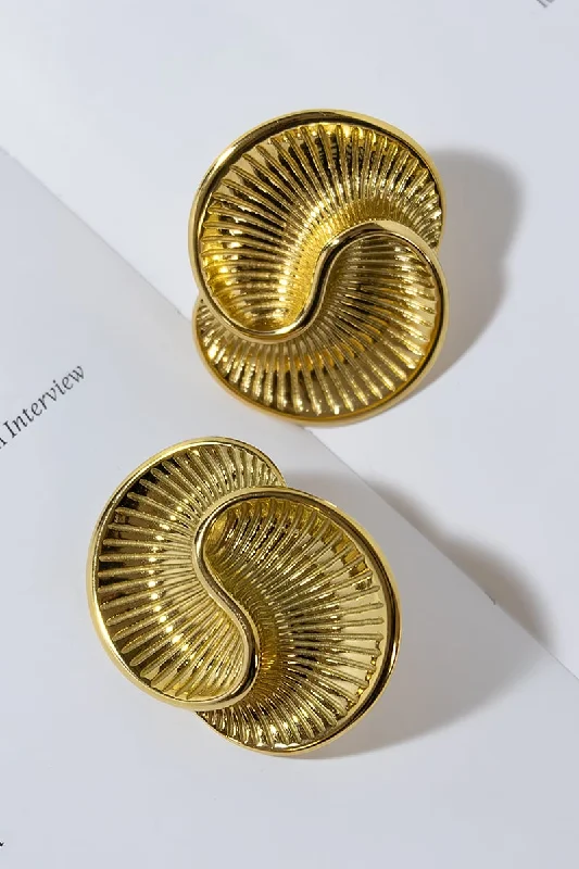 GOLD PLATED YIN YANG EARRINGS Traditional Women's 