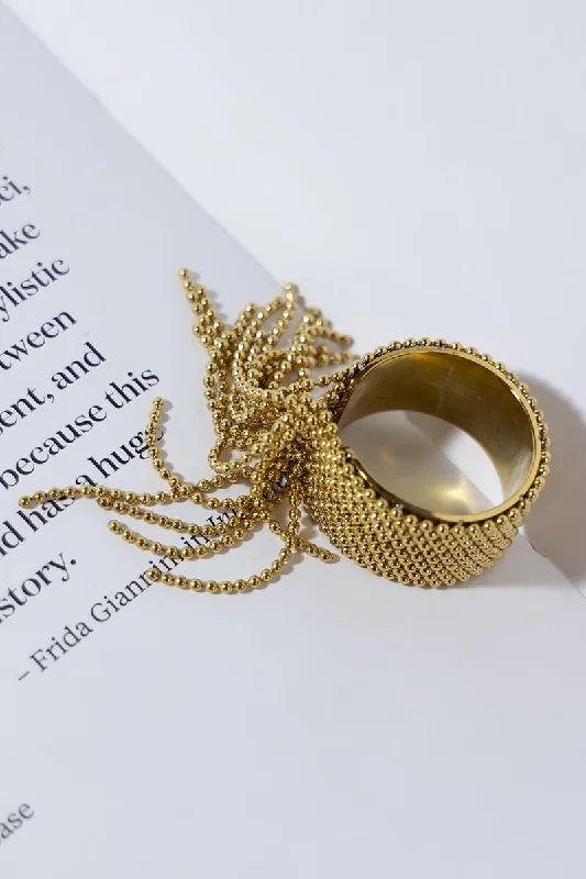 GOLD PLATED TASSEL RING Bold Women's Statement