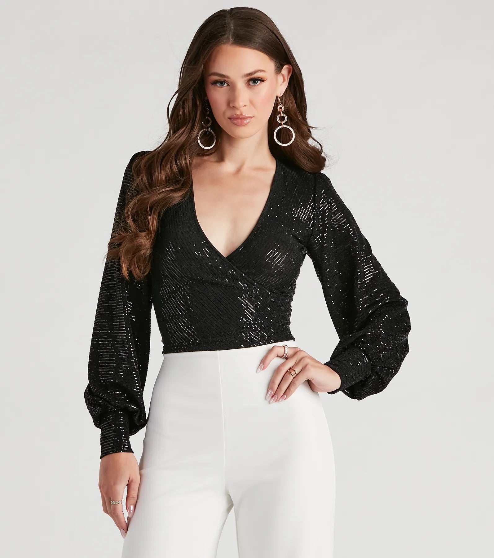 Sparkling Beauty Sequin Wrap Top Stylish Women's Tropical 