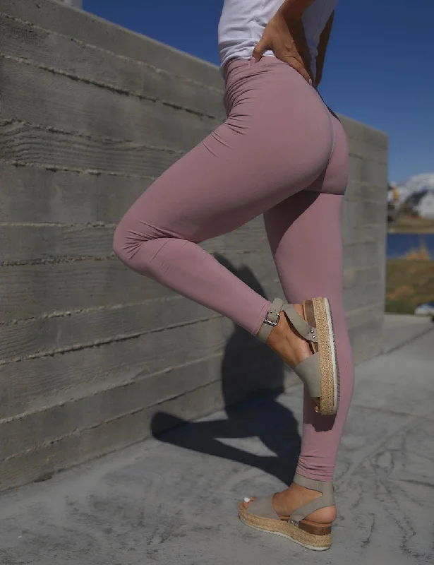 SA Exclusive Dusty Rose Solid Leggings Cozy Women's Winter
