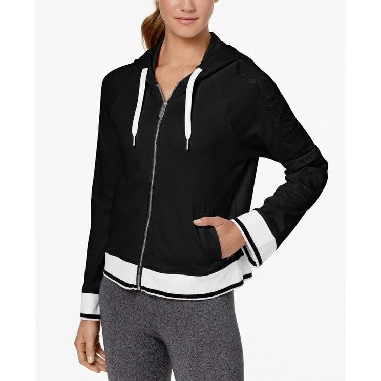 Calvin Klein Women's Flared Sleeve Logo Cropped Zip Black Size 2 Extra Large - XX-Large Artistic Women's Hand - painted Calvin Klein Women's Flared Sleeve Logo Cropped Zip Black Size 2 Extra Large - XX-Large Artistic Women's Hand - painted