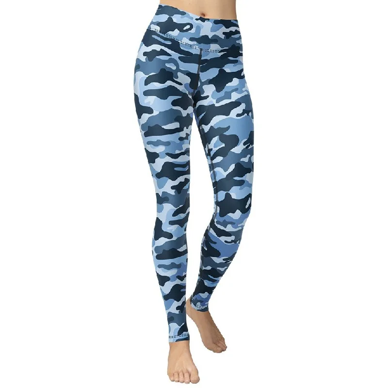 Blue Camo Yoga Leggings Hip Women's Retro
