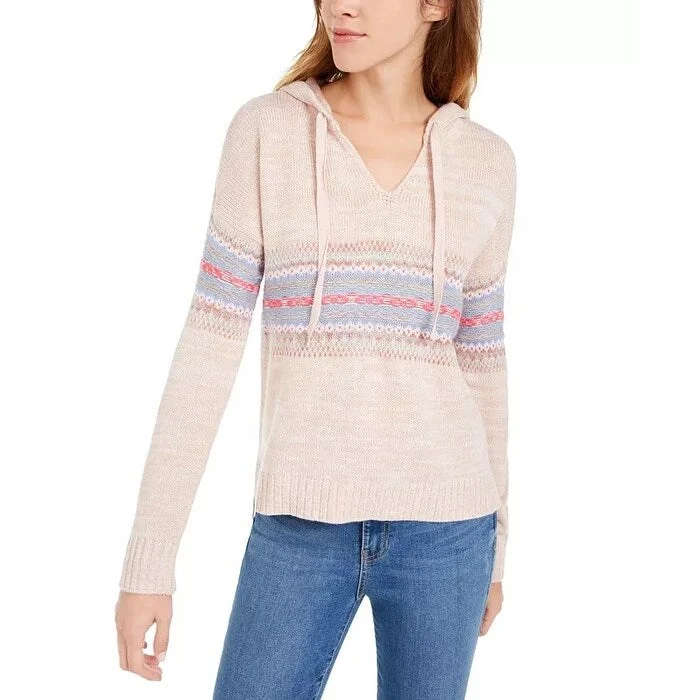 American Rag Junior's Fair Isle Hoodie Sweater Pink Size Medium garde