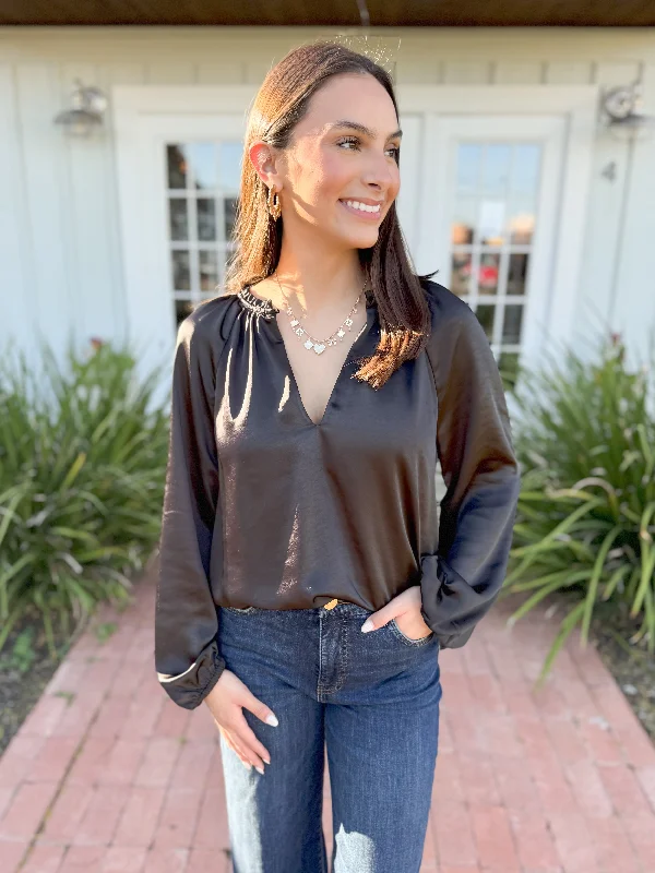 The Alcazar Satin Long Sleeve-Black Vacation