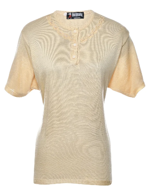 Short Sleeve Beaded Jumper - L Practical Women's Multi - 