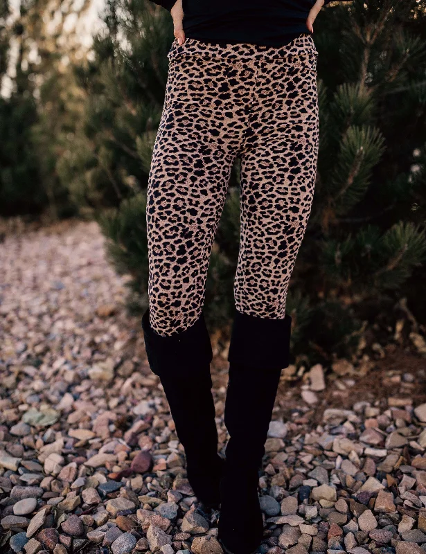 SA Exclusive Sassy Tan and Black Leopard Leggings Elegant Women's Formal 