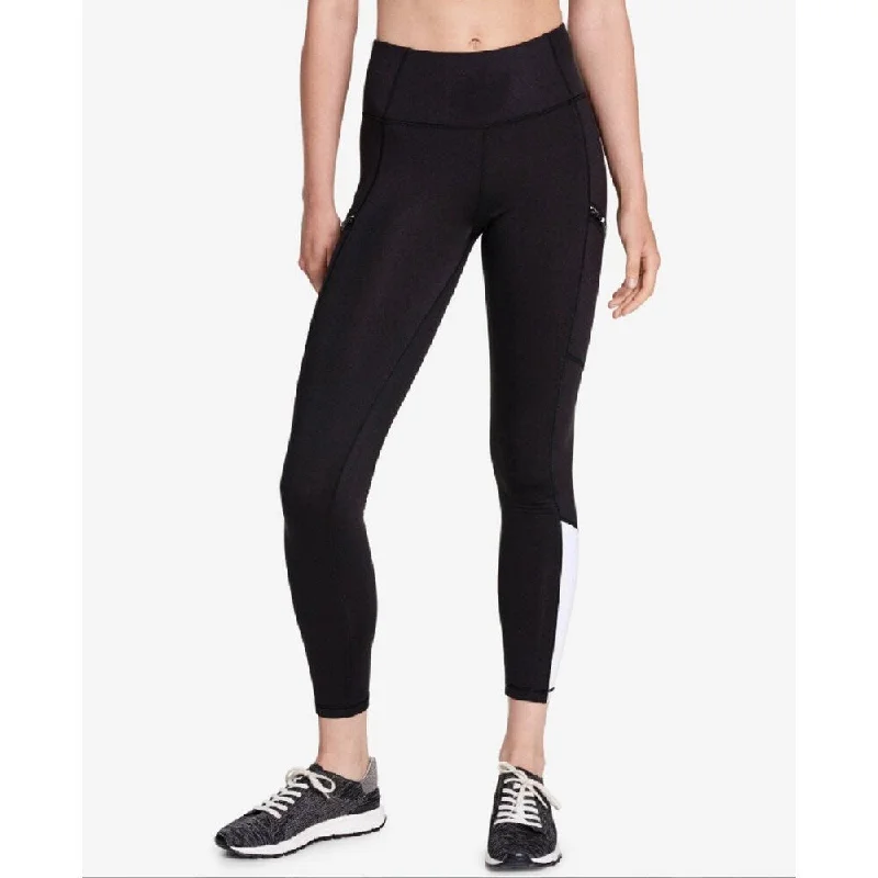 Calvin Klein Women's Performance Colorblocked Side-Zip Leggings Black Sugar Size Large Geometric