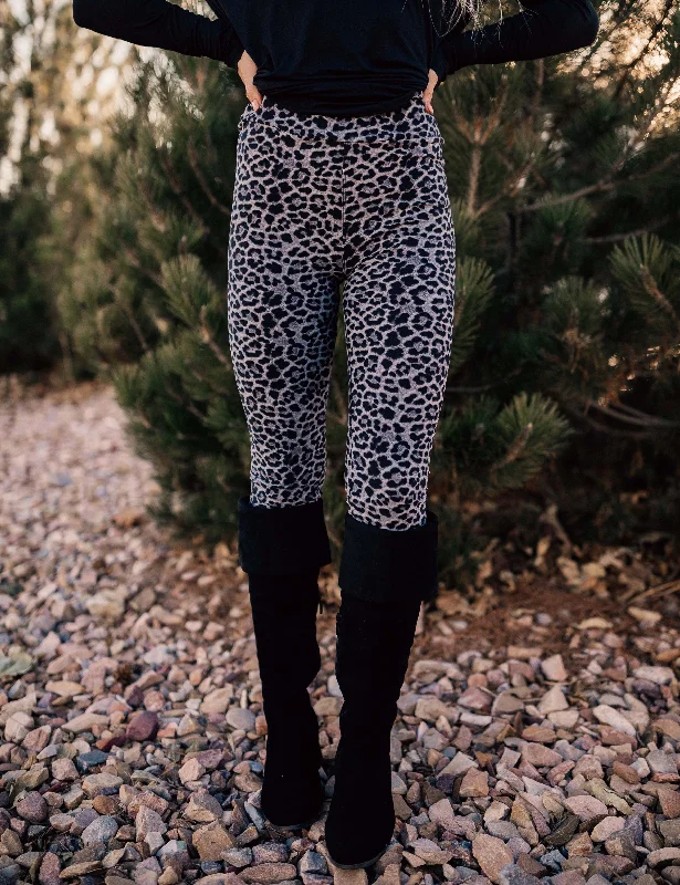 SA Exclusive Sassy Grey and Black Leopard Leggings Compression