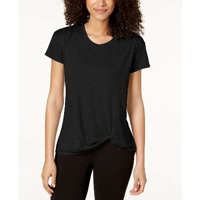 Ideology Women's Knot-Front T-Shirt Black Size Small Confident Women's Power