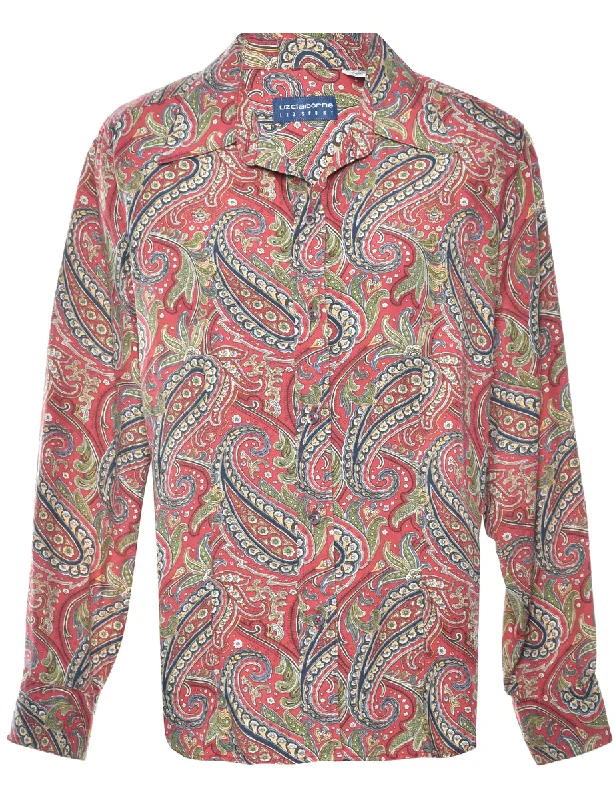 Brown Paisley Blouse - M Cozy Women's Winter