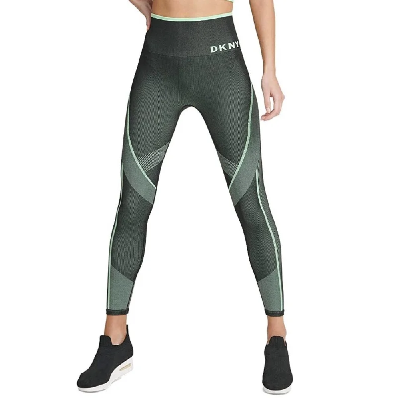 DKNY Women's High-Waist Seamless Leggings Black Charcoal and Zest Green Size Extra Small - X-Small Trendy Women's Oversized DKNY Women's High-Waist Seamless Leggings Black Charcoal and Zest Green Size Extra Small - X-Small Trendy Women's Oversized