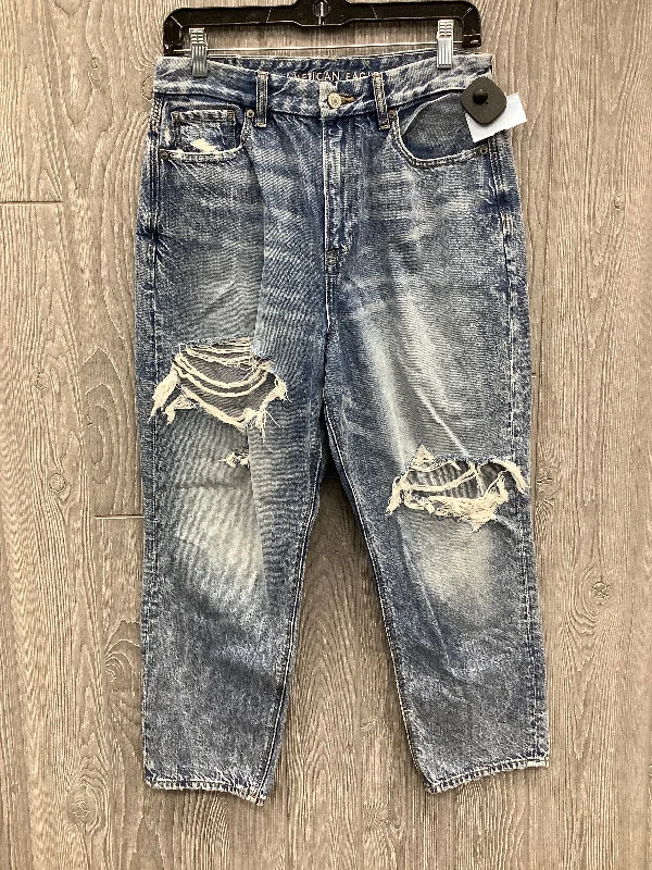 Jeans Straight By American Eagle In Blue Denim, Size: 8 Athletic Women's 