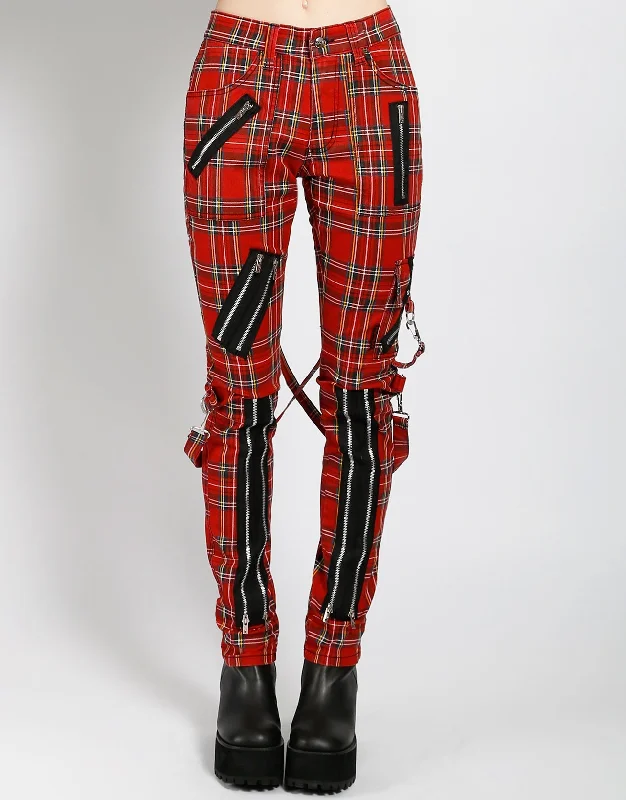 CLASSIC SLIM LEG BONDAGE PANT RED PLAID Sporty Women's Tennis