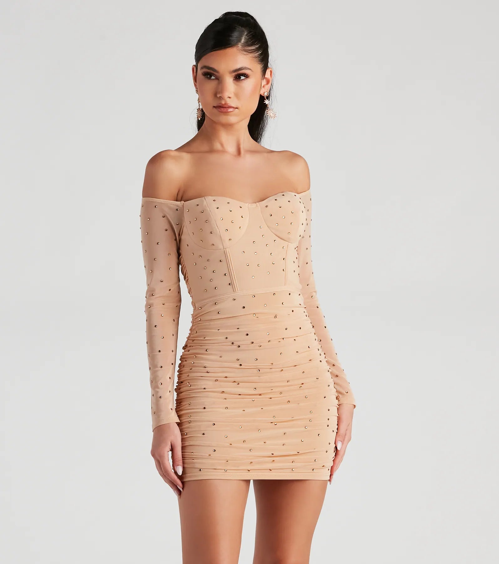 Marilyn Rhinestone Mesh Mini Dress Bold Women's Animal Print