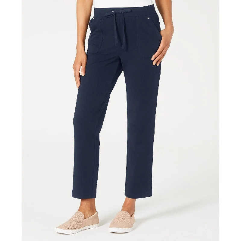 Karen Scott Women's Petites French Terry Pants Navy Size Small/Medium - S/M Laid - back Women's Vibe Karen Scott Women's Petites French Terry Pants Navy Size Small/Medium - S/M Laid - back Women's Vibe