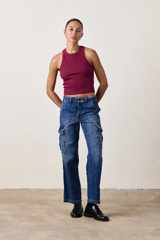 BENNETT RELAXED CARGO JEAN / BARNES WASH Cozy Women's Sherpa - lined