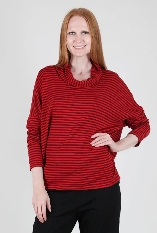 Stripe Fleece Cowl, Holiday Red Traditional Women's Wool