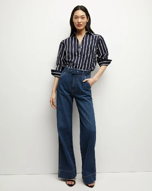 Taylor Belted Wide-Leg Jean Artistic Women's Hand - painted
