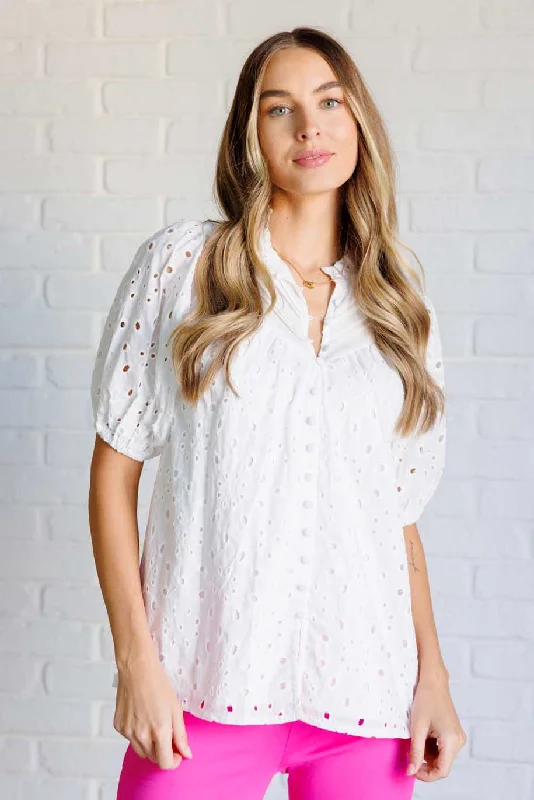 I'll Let You Know Eyelet Lace Blouse Disco