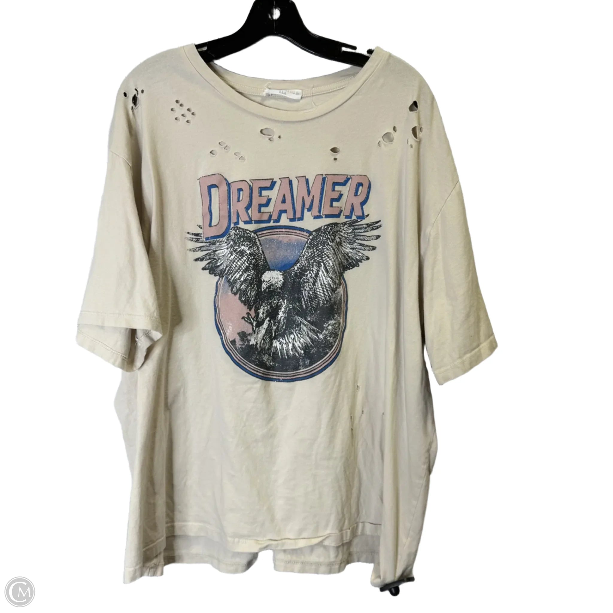 Top Short Sleeve By Clothes Mentor In Cream, Size: 2x Laid - back Women's Style