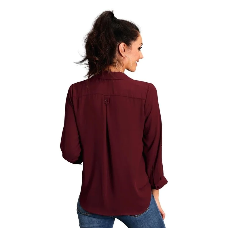 Stetson Western Shirt Womens 3/4 Sleeve Button 11-050-0592-6077 WI Gym