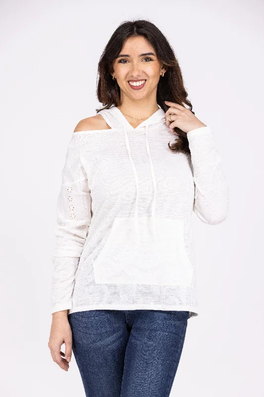 Where I Want To Be Women's Lace Detailed Cold Shoulder Hoodie * Final Sale* Earthy Women's Hemp - based