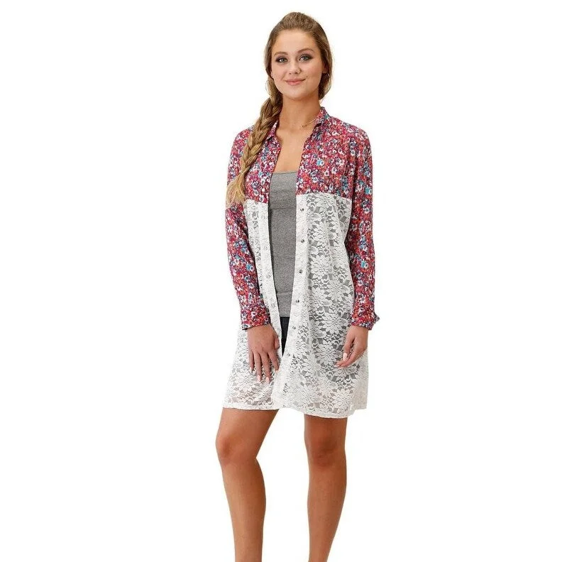 Roper Western Shirt Womens Long Sleeve Multi-Color 03-500-0590-2021 MU Business