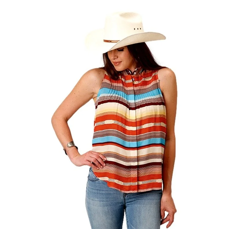 Stetson Western Shirt Womens Sleeveless Multi 11-052-0590-2027 MU Preppy Women's College